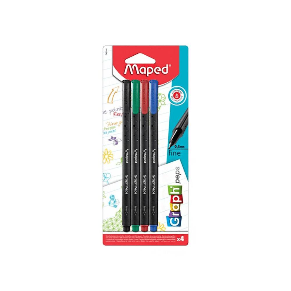 Maped Set de 4 Stylos Feutres Maped Écriture & Dessin