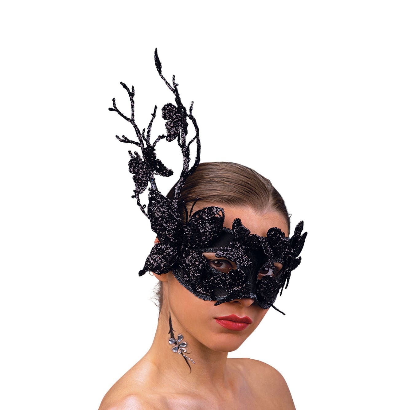 MASQUE Noir Masque Venise papillon avec paillettes