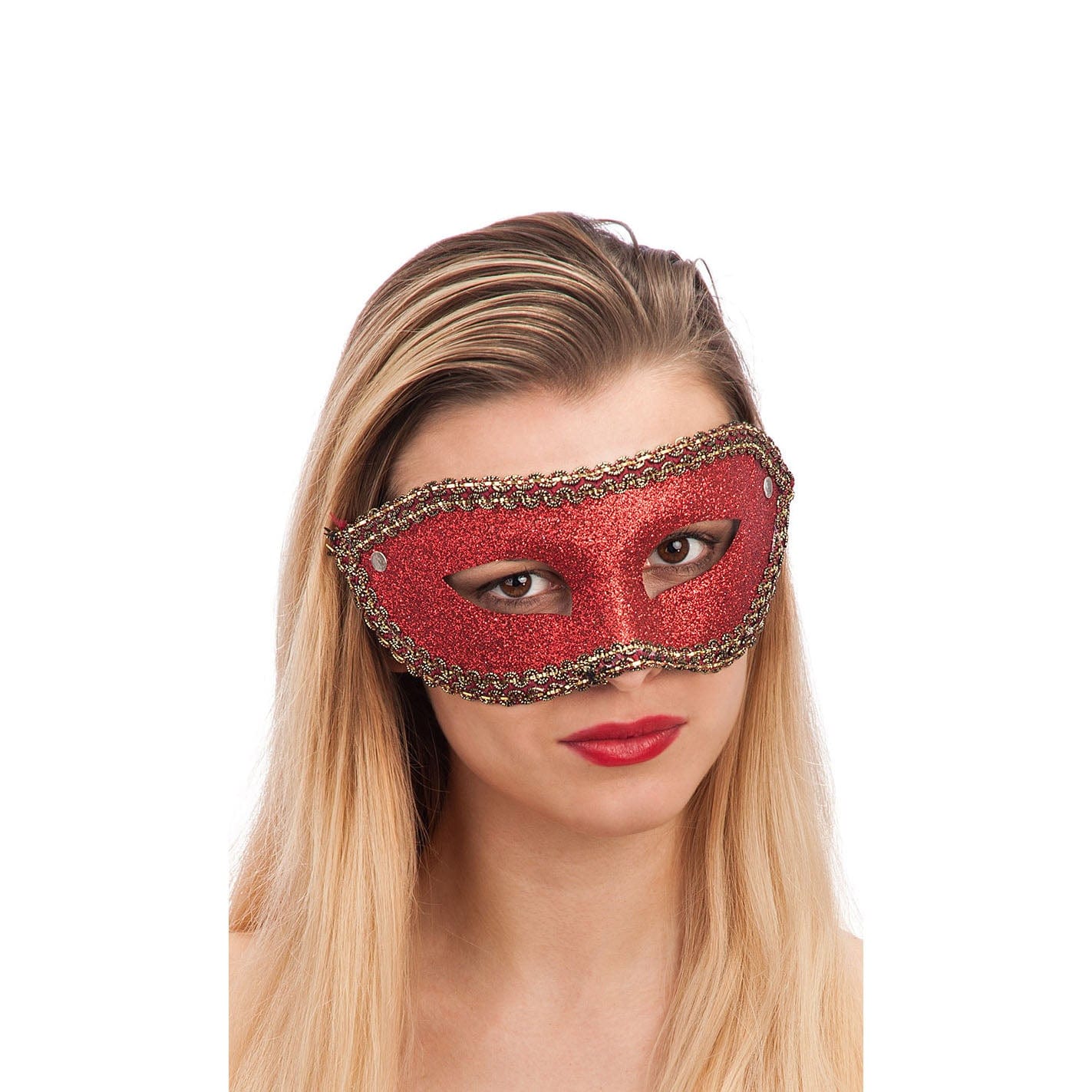 MASQUE Rouge Masque loup avec paillettes et contour