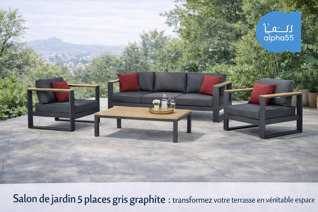 Salon de jardin 5 places gris graphite : transformez votre terrasse en véritable espace de vie