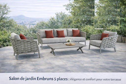 Salon de jardin Embruns 5 places : élégance et confort pour votre terrasse