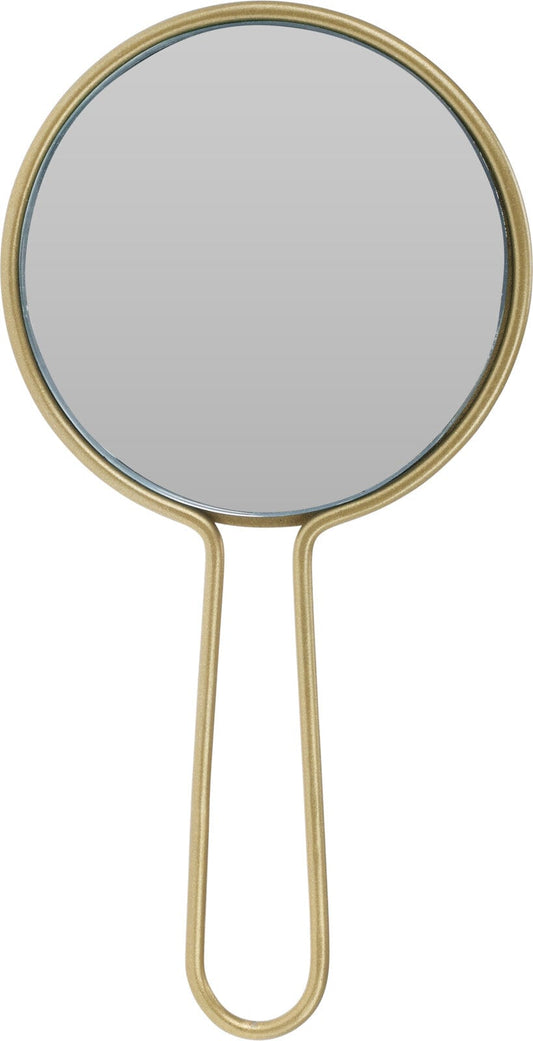 1 Miroir à main rond en verre 20 cm or