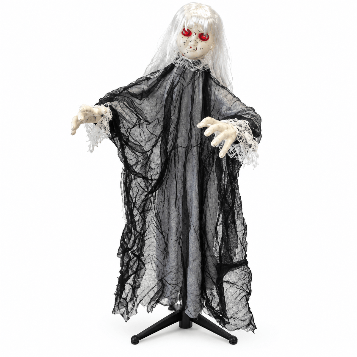 Fantôme Animé 140 cm Son, LED & Cheveux Lumineux