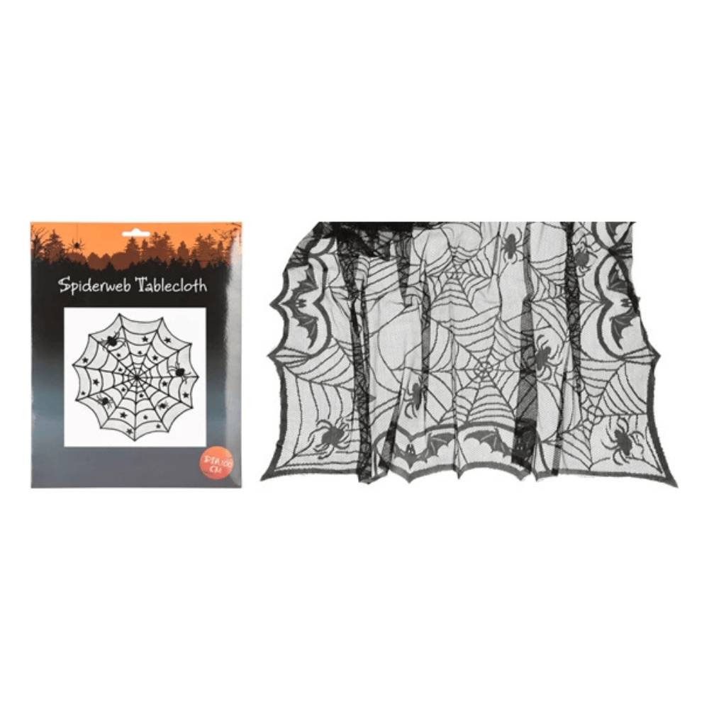 Nappe Toile d’Araignée Halloween 132 x 178 cm Noire