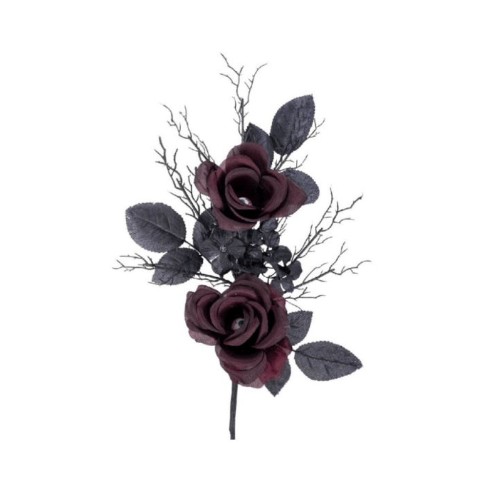 Roses Bordeaux avec Yeux 40 cm – Décoration Halloween