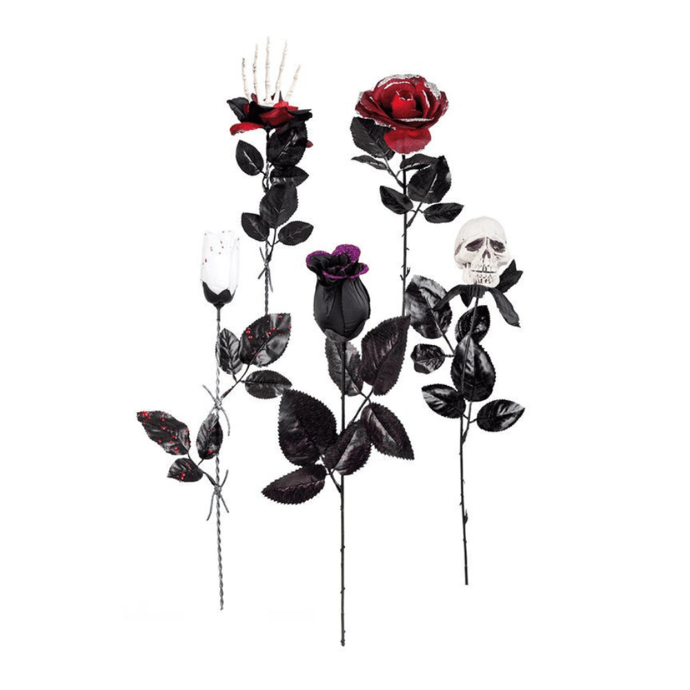 Rose Noire Variée 45 cm – Décoration Halloween
