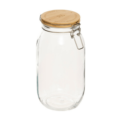 Alpha 55 2000 ml Bocal Wording en verre et bois – Rangement chic