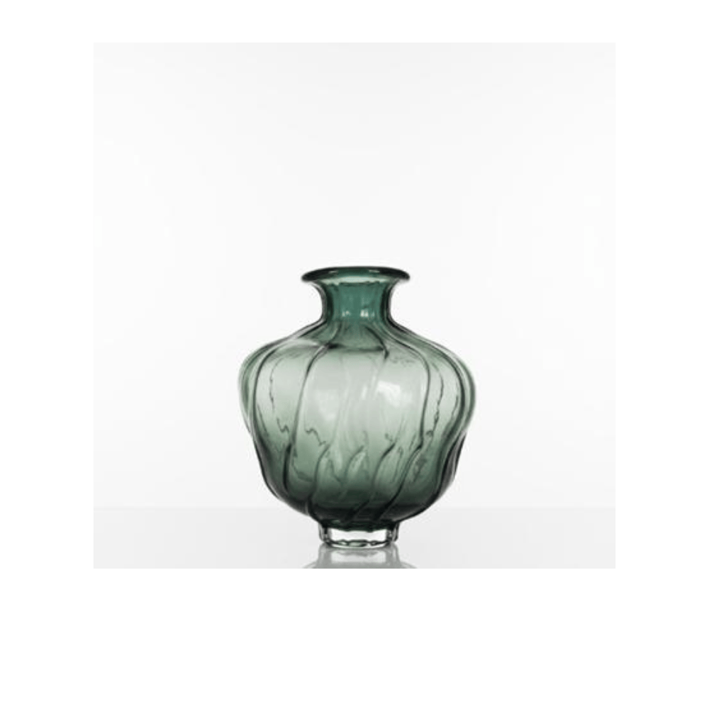 Alpha 55 25x8 cm Vase Calice en Verre Vert Fumé – Col Large & Base Étroit