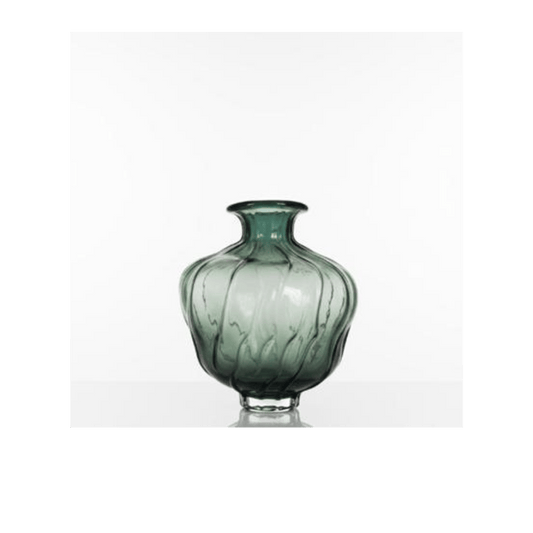 Alpha 55 25x8 cm Vase Calice en Verre Vert Fumé – Col Large & Base Étroit