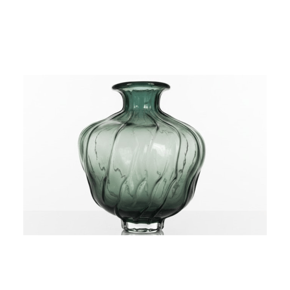 Alpha 55 30x10 cm Vase Calice en Verre Vert Fumé – Col Large & Base Étroit