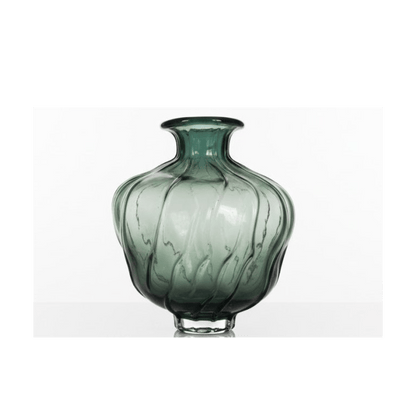 Alpha 55 30x10 cm Vase Calice en Verre Vert Fumé – Col Large & Base Étroit