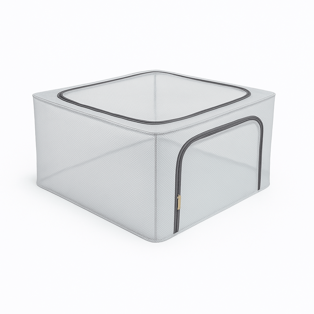 Alpha 55 49x40x33 cm Boîte pliable en plastique avec zip transparente