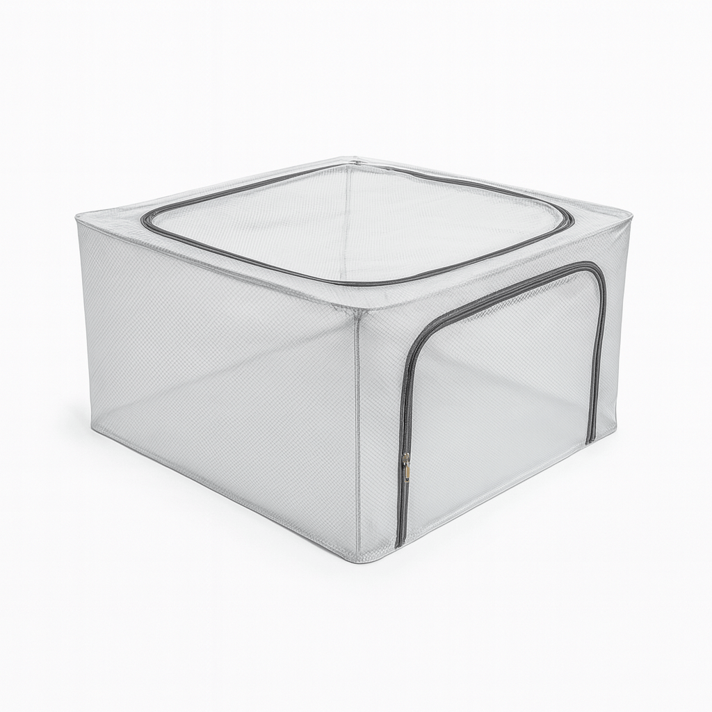 Alpha 55 49x40x40 cm Boîte pliable en plastique avec zip transparente