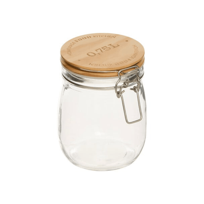 Alpha 55 750 ml Bocal Wording en verre et bois – Rangement chic