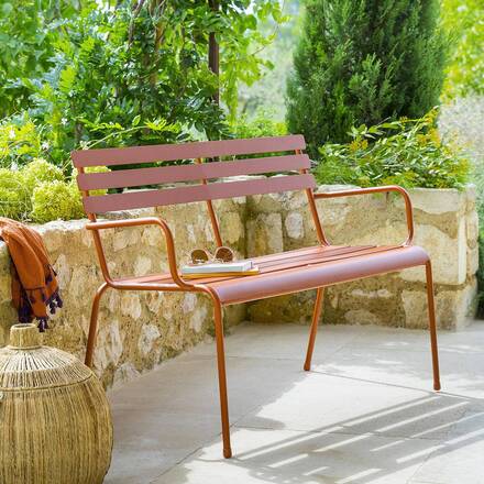 Alpha 55 Ambre Banc de jardin en métal Greensboro 2 places 114 × 56 × 79 cm – ambre