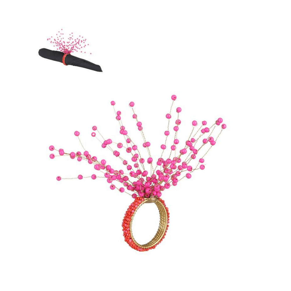 Alpha 55 Anneau de serviette perlé rose – Élégance de table festive