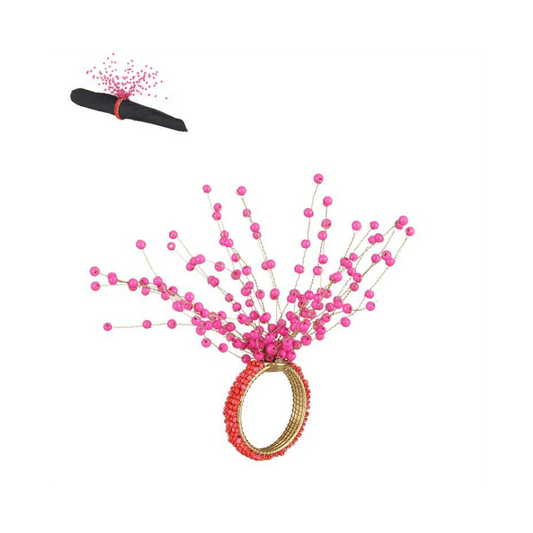 Alpha 55 Anneau de serviette perlé rose – Élégance de table festive