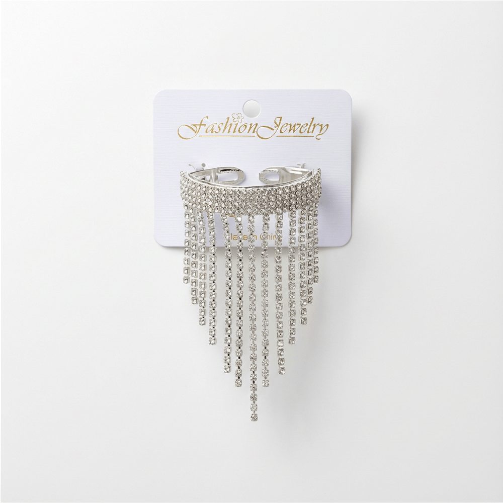 Alpha 55 Argent Barrette strass bague cascade – Brillance élégante