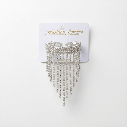 Alpha 55 Argent Barrette strass bague cascade – Brillance élégante