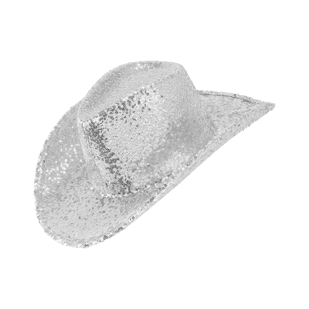Alpha 55 Argent Chapeau Cowboy à Sequins H15 cm – Fête