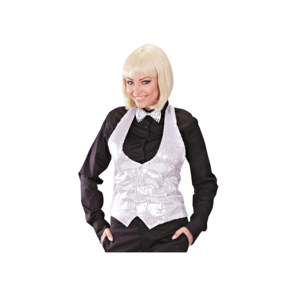 Alpha 55 Argent Gilet à sequins Glamour pour femme