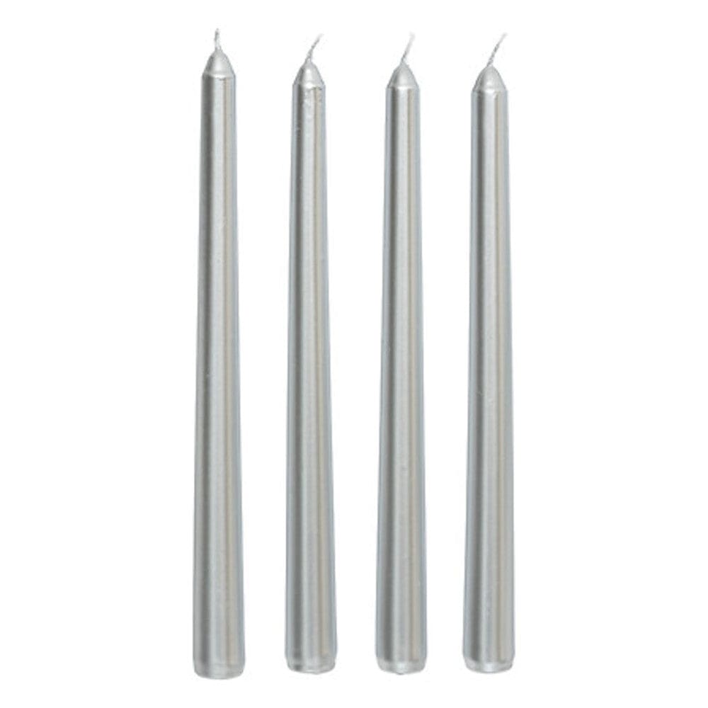 Alpha 55 Argent Lot de 4 bougies bâton 25 cm – Élégance satinée