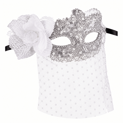 Alpha 55 Argent Loup Voile Fleur Côté – Déguisement