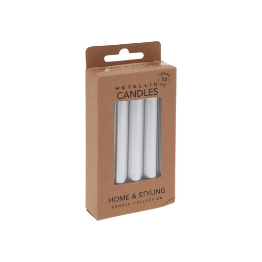 Alpha 55 Argent Set de 10 bougies de Noël – Décoration lumineuse festive