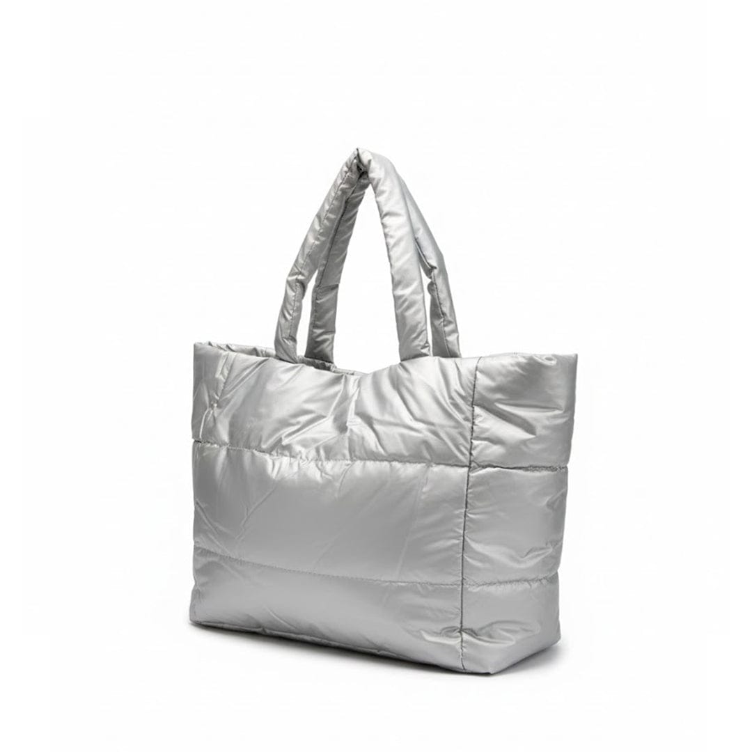 Alpha 55 Argenté Sac à Main Puff Imperméable – Style Matelassé & Urbain