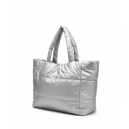 Alpha 55 Argenté Sac à Main Puff Imperméable – Style Matelassé & Urbain