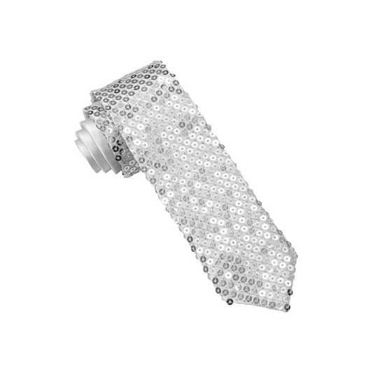 Alpha 55 Argentée Cravate à Paillettes Argentées – Accessoire Déguisement