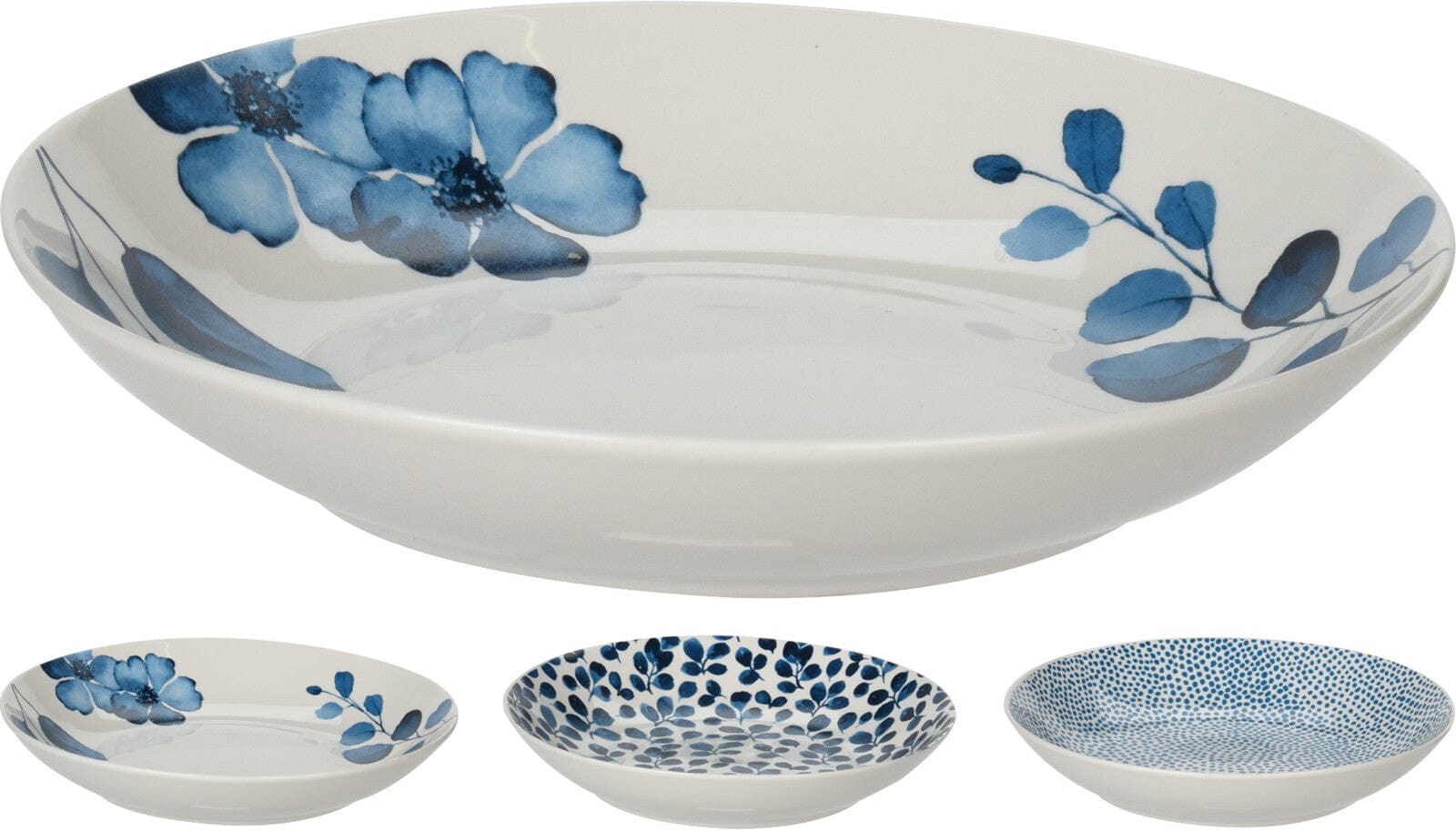 Assiette creuse fleur bleue D20