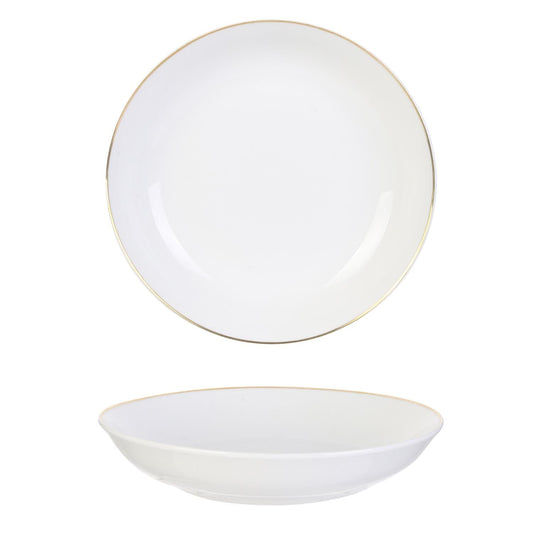 Alpha 55 Assiette creuse liseré or diamètre 21 cm blanc