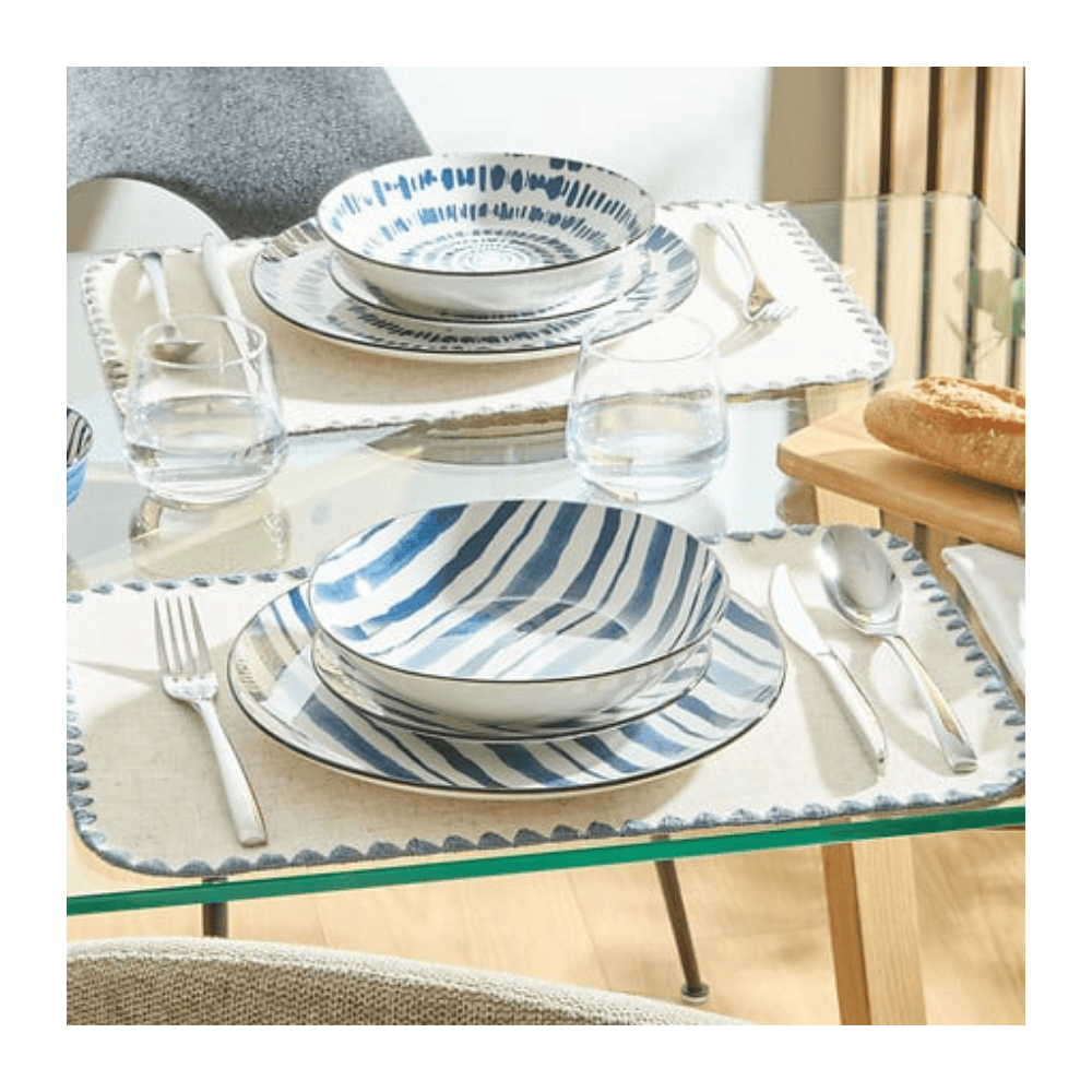 Alpha 55 Assiette creuse Umami rayures design moderne