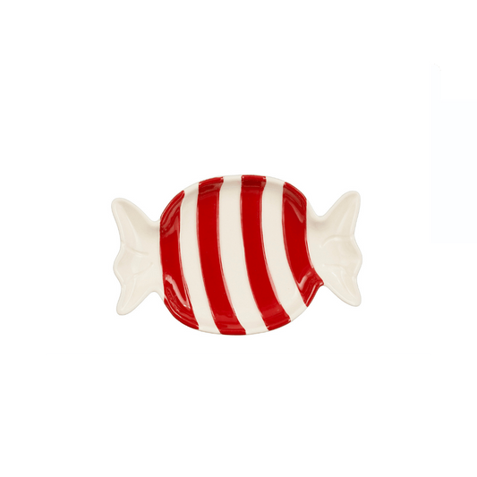 Alpha 55 Assiette en Céramique Bonbons Rouge & Blanc – Noël