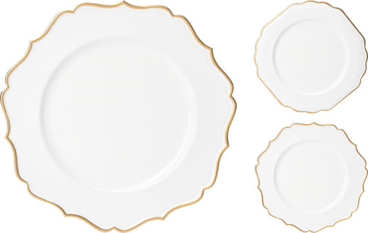 Alpha 55 Assiette plastique D33 contour or blanc