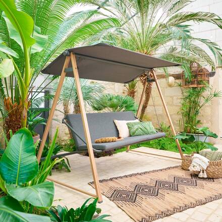 Alpha 55 Balancelle de jardin 3 places 224 × 135 × 178 cm – tissu amovible