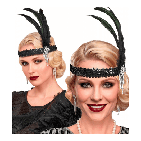 Alpha 55 bandeau Bandeau Charleston Sequins & Plumes Noir
