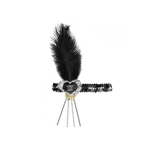 Alpha 55 bandeau charleston Bandeau Happy New Year à Sequins Plume Cœur Argent
