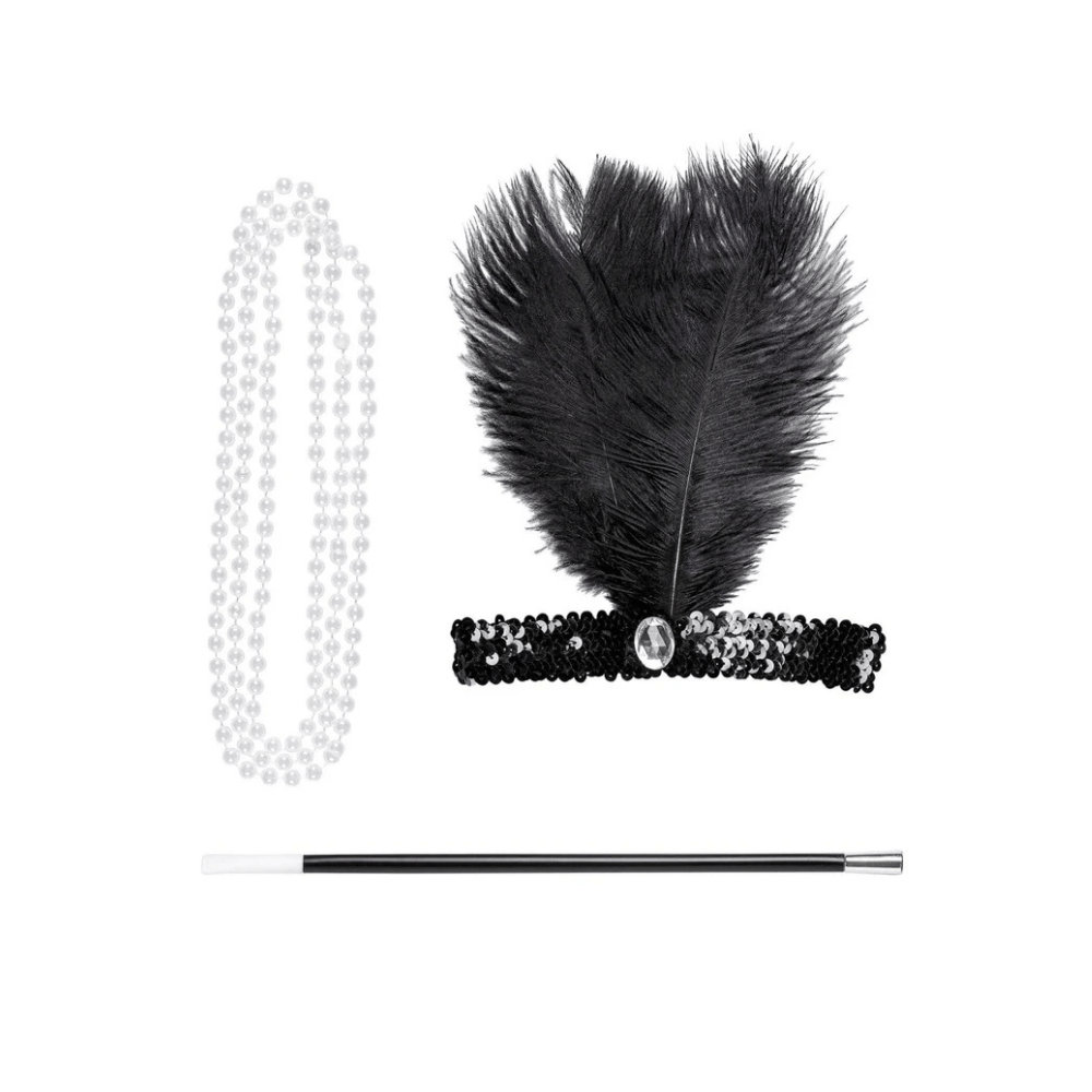 Alpha 55 bandeau charleston Set 3P Bandeau Porte-Cigarette Collier Perles Charleston