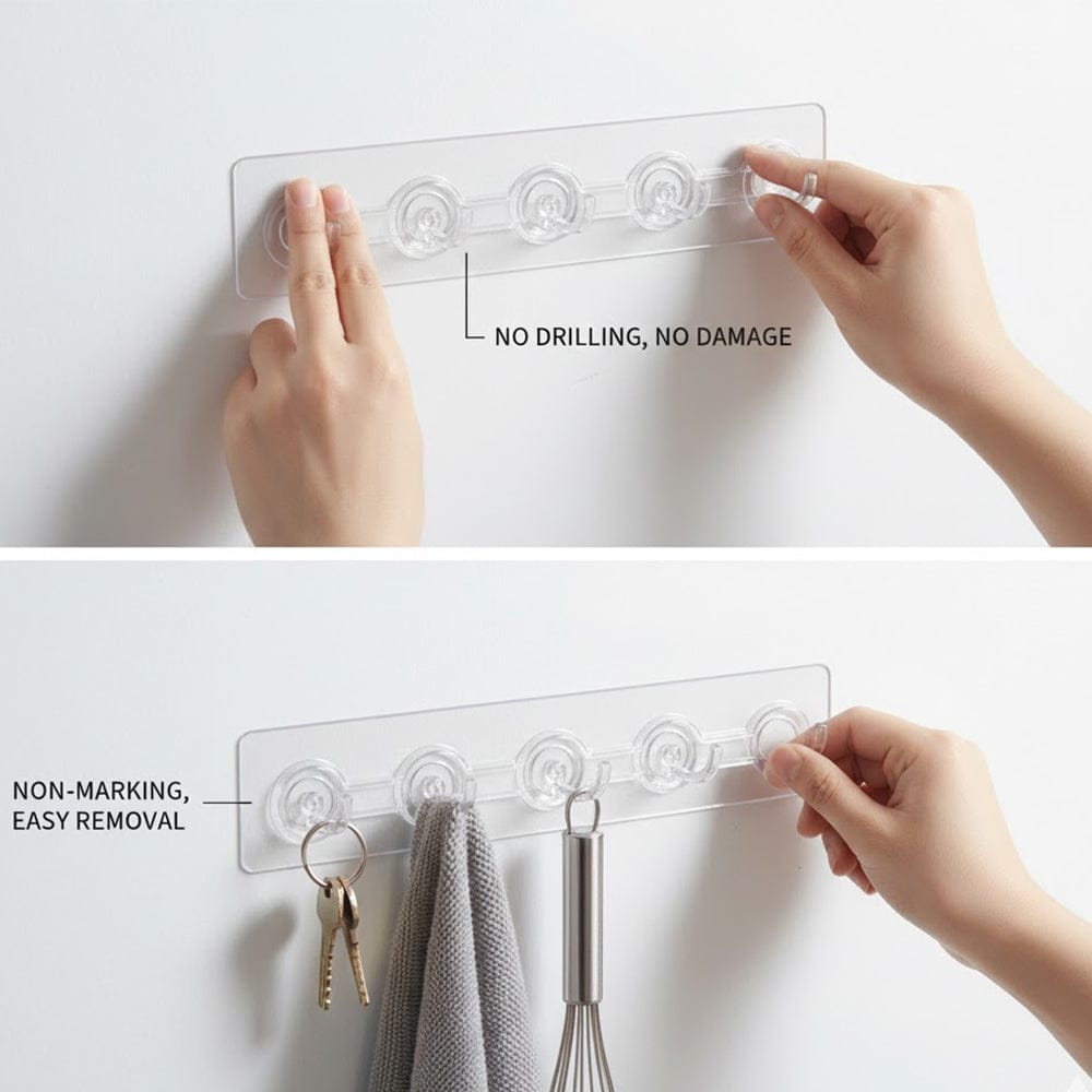 Alpha 55 Barre à crochets transparente adhésive