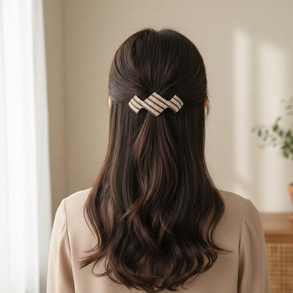 Alpha 55 Barrette strass bicolore – Élégance scintillante