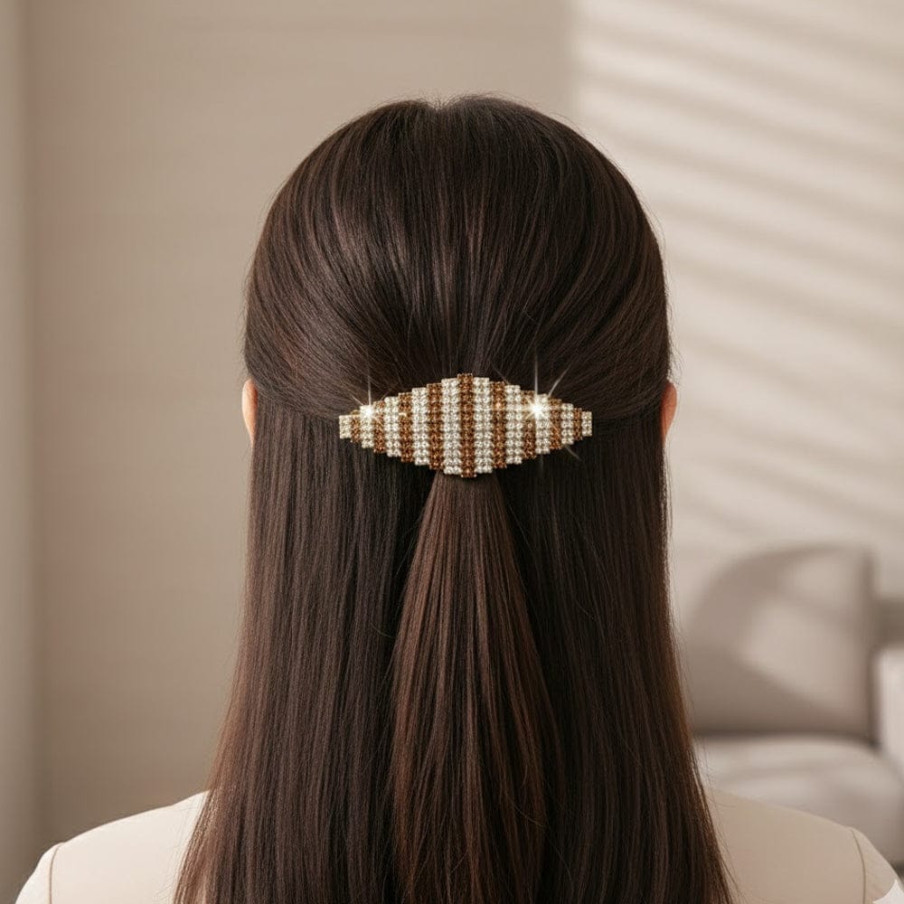 Alpha 55 Barrette strass bicolore – Élégance scintillante