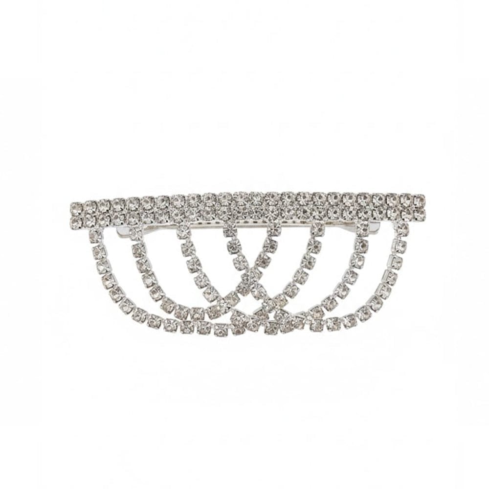 Alpha 55 Barrette strass cascade argent – Élégance brillante