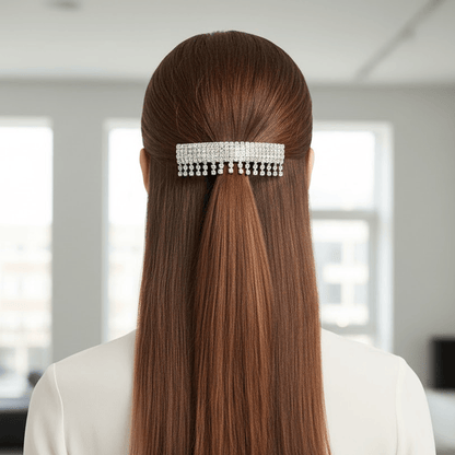 Alpha 55 Barrette strass cascade argent – Élégance brillante