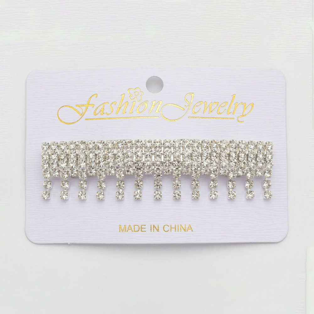 Alpha 55 Barrette strass cascade argent – Élégance brillante