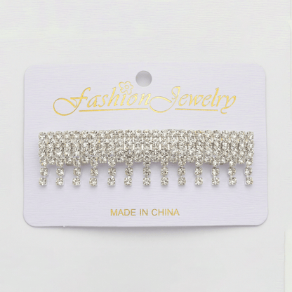Alpha 55 Barrette strass cascade argent – Élégance brillante