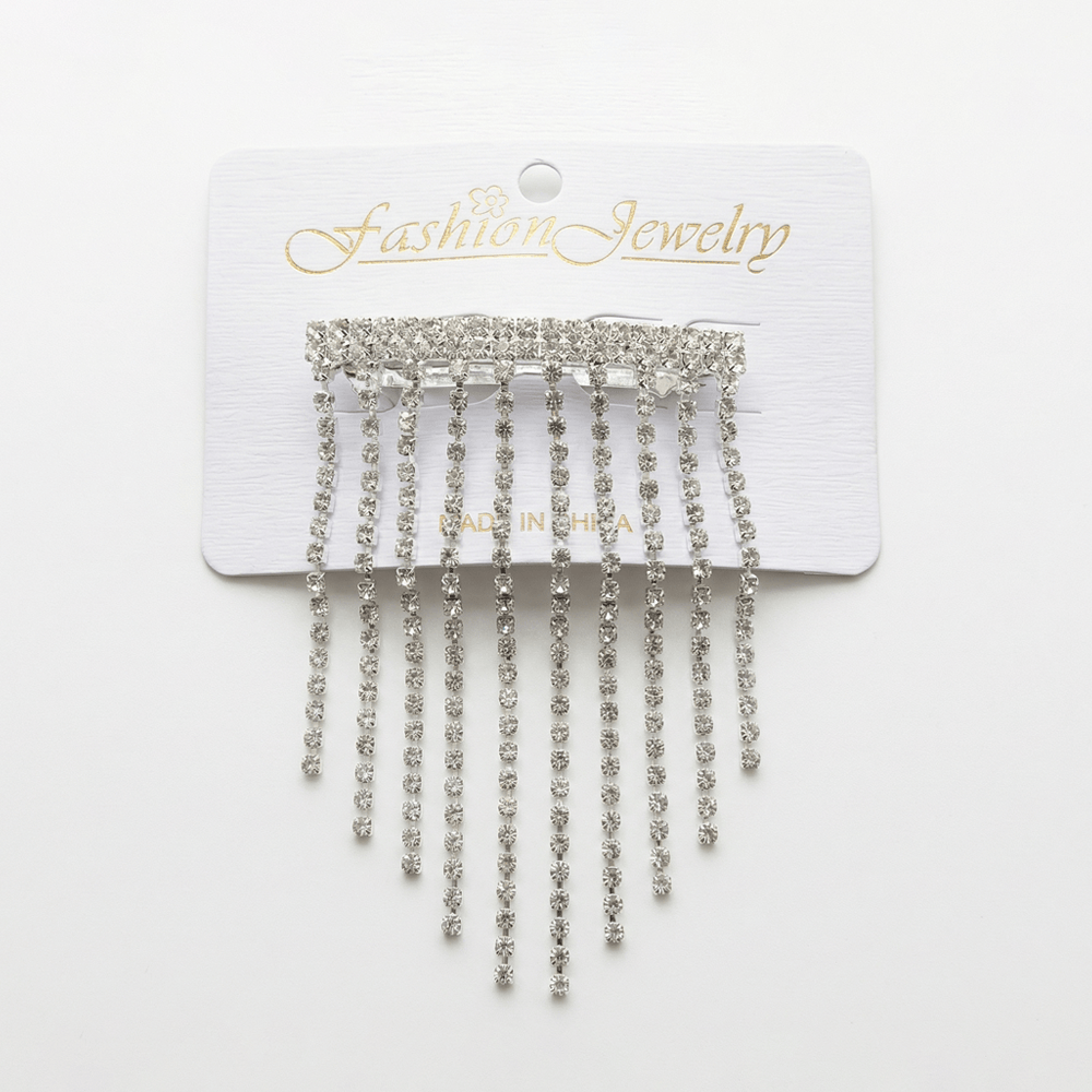 Alpha 55 Barrette strass cascade argent – Élégance brillante