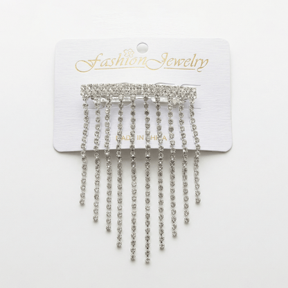 Alpha 55 Barrette strass cascade argent – Élégance brillante