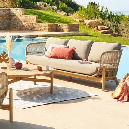 Alpha 55 Beige Canapé de jardin 3 places en résine tressée Deona beige 231,8 × 79,5 × 78 cm